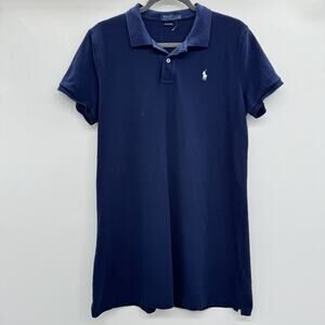 POLO Ralph Lauren The Mesh Mini Dress Women's XL Navy Blue Cotton Preppy Pony